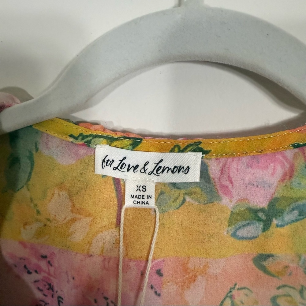 NWT For Love And Lemons Nina Top Crop Floral Long Sleeve XS - Picture 7 of 7